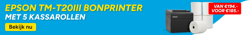 Epson TM-T20III ticketprinter met 5 kassarollen: van € 194 voor € 185 Epson TM-T20III ticketprinter met 5 kassarollen: van € 194 voor € 185