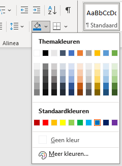 Screenshot van een achtergrondkleur kiezen in Word